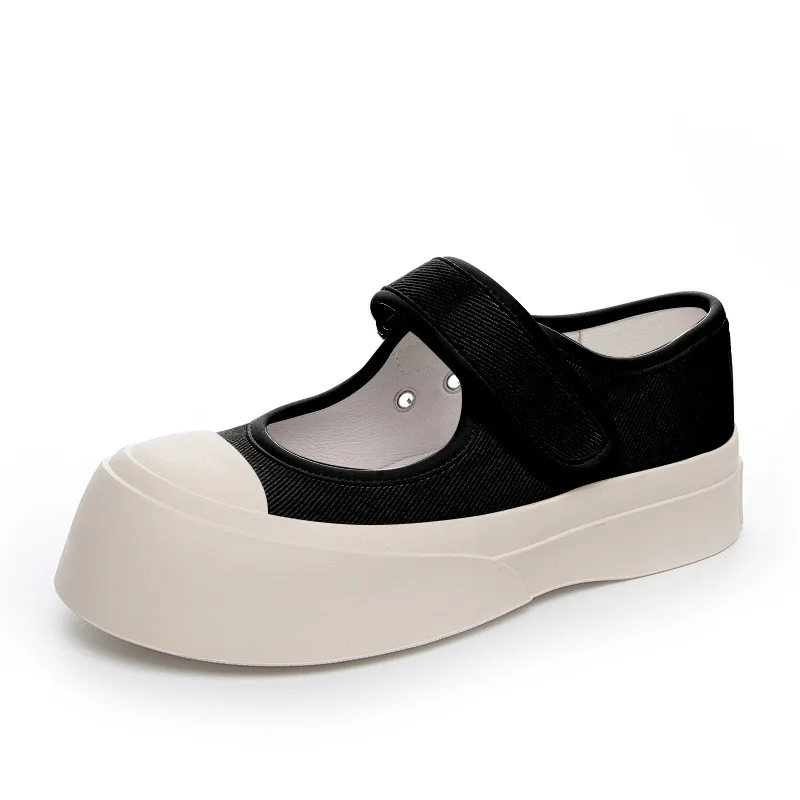 

French Mary Jane big head women's white canvas summer single shoes platform women's shoes