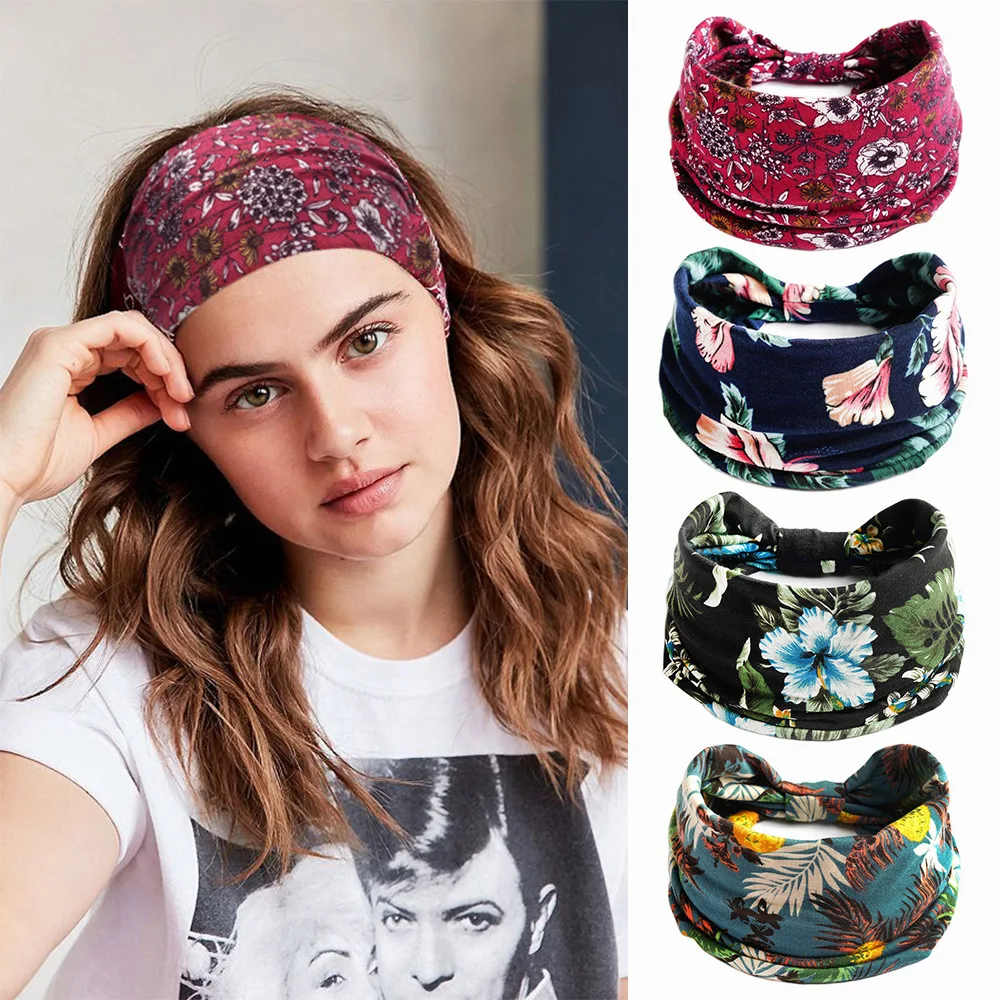 

1PC Cotton Women Headpiece Stretch Hot Sale Turban Accessories Headwear Yoga Run Bandage Hair Bands Headbands Wide Headwrap