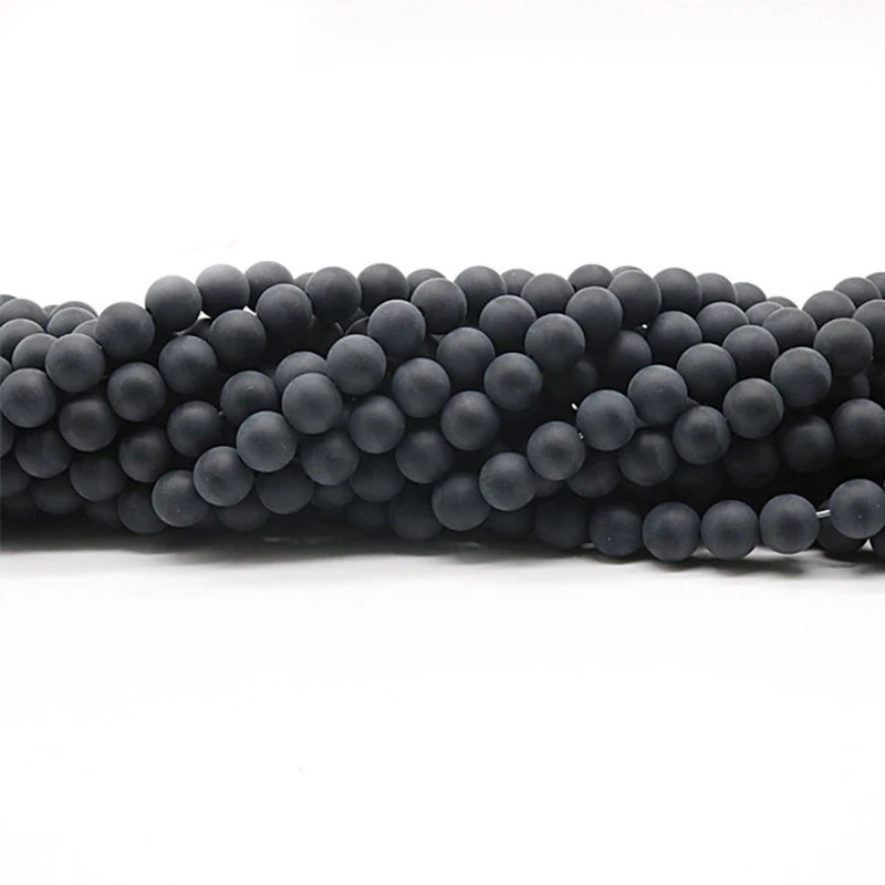 

hot sale 4-14 mm black onyx frosted beads black agate matte beads for jewelry making