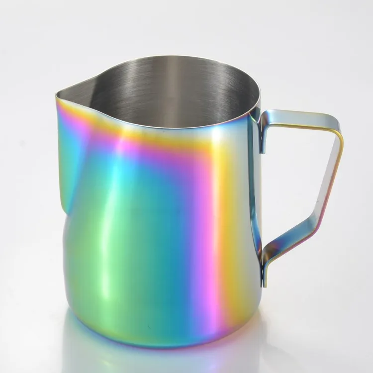 

High quality Stainless steel Coffee Milk Jug and Cup 350ml 600ml, Rainbow