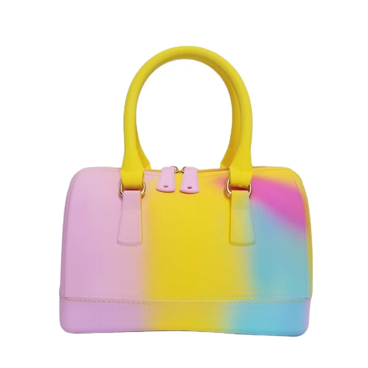 

2021 Ladies Luxury Rainbow Small Candy Shoulder Bags PVC Handbags Jelly Bag Tote Bags for Women, Colored