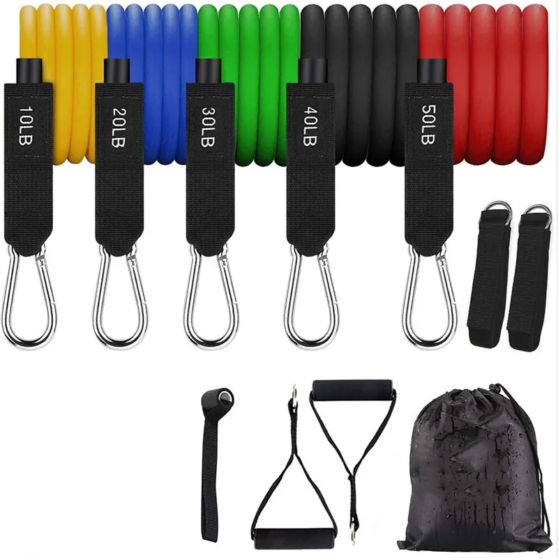 

Resistance Bands Set Door Anchor Handles Ankle Straps Fitness Gym Boxing Training Equipment Workout Muscle Exercise Latex, Yellow, blue, green, black, red