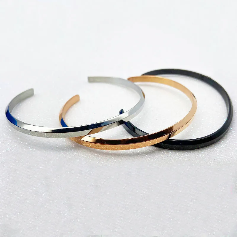 

Fashion minimalism bracelet custom lettering 18K rose gold Open c-shaped stainless steel bracelet women's bracelet Bangles