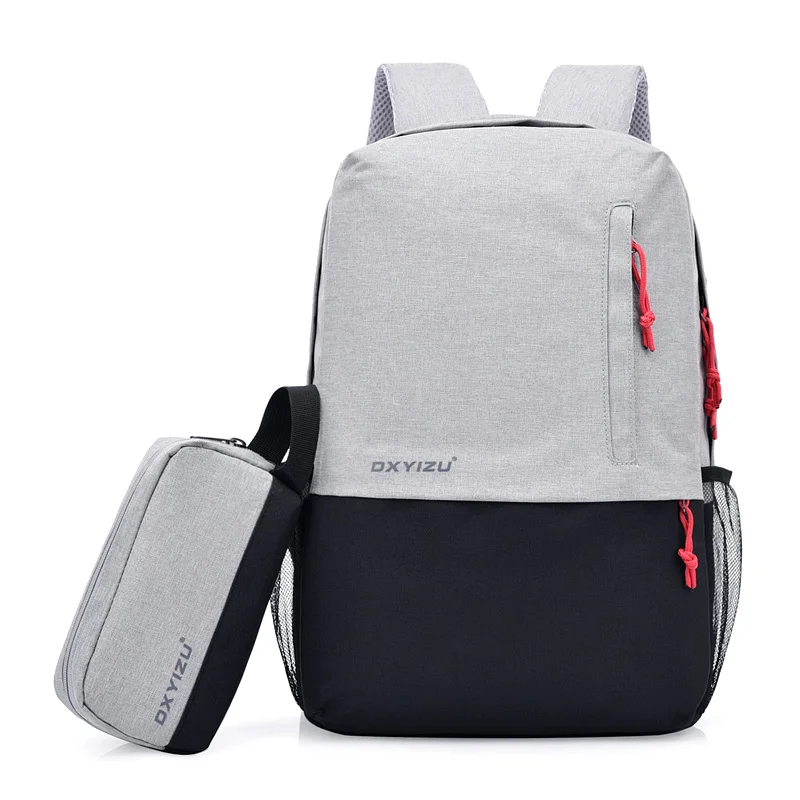 

China manufacture School trendy water-resistance sports travel purse ultra slim laptop backpack set with USB port, Black, blue, grey, red;customized