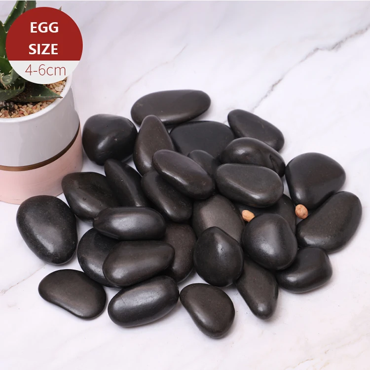 
SynHua Manufacturer High polished pebbles black river garden pebble for sale 