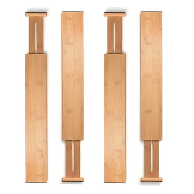 

Bamboo Adjust Drawer Divider Set of 4 - Kitchen Drawer Organizer Spring Adjustable & Expendable Drawer Dividers
