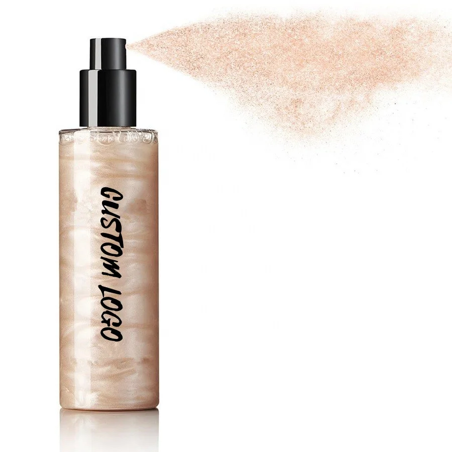 Fast Delivery Private Label Makeup Glitter Body Glow Liquid Highlighter Cream Body Shimmer Oil