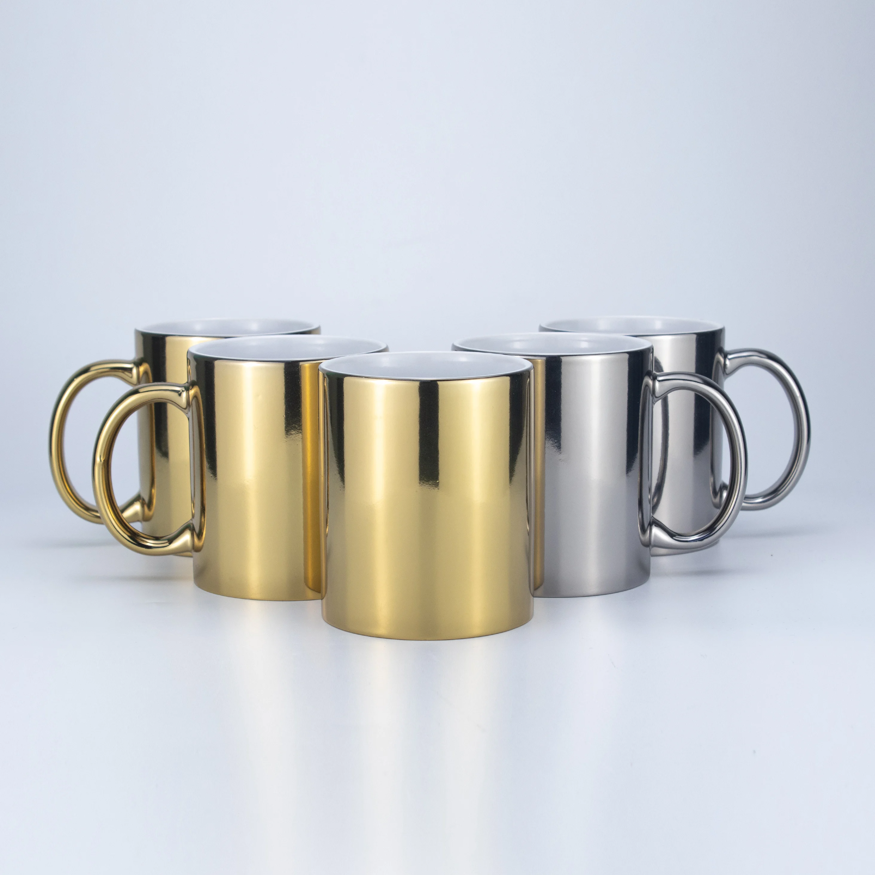 

factory price high quality electroplating silver gold ceramic stoneware mugs, Super white