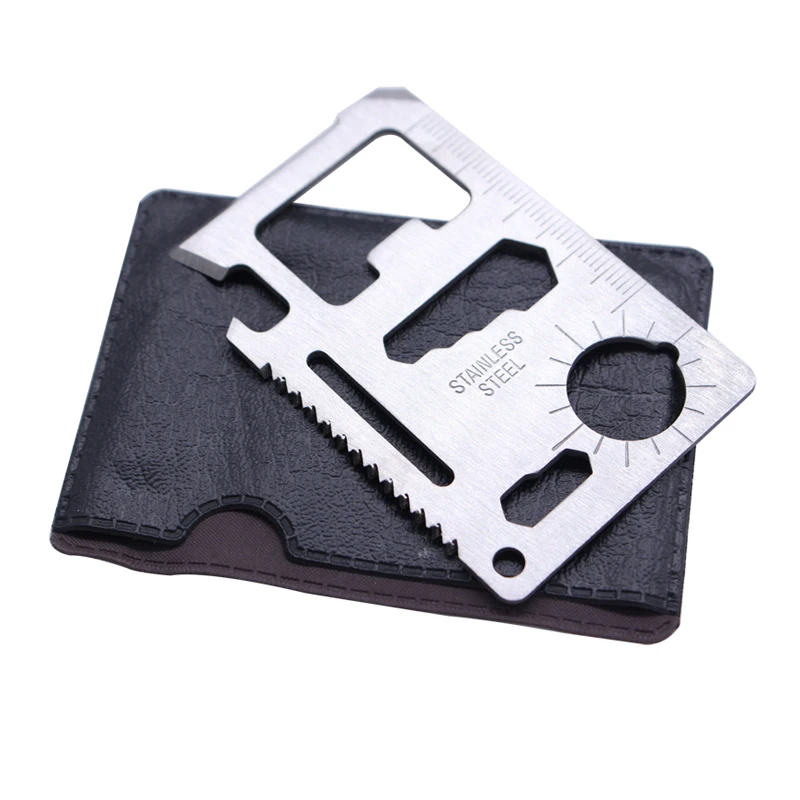 

Outdoor Multi-function 11 In 1 Camping Survival Card Tool, Silver
