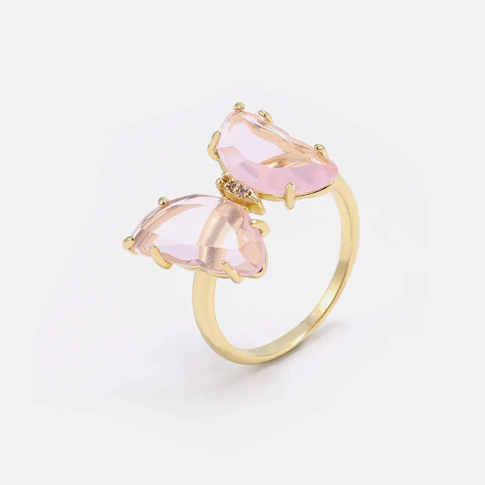 

Summer hot big butterfly ring 2020 new fashion shiny crystal girl ring
