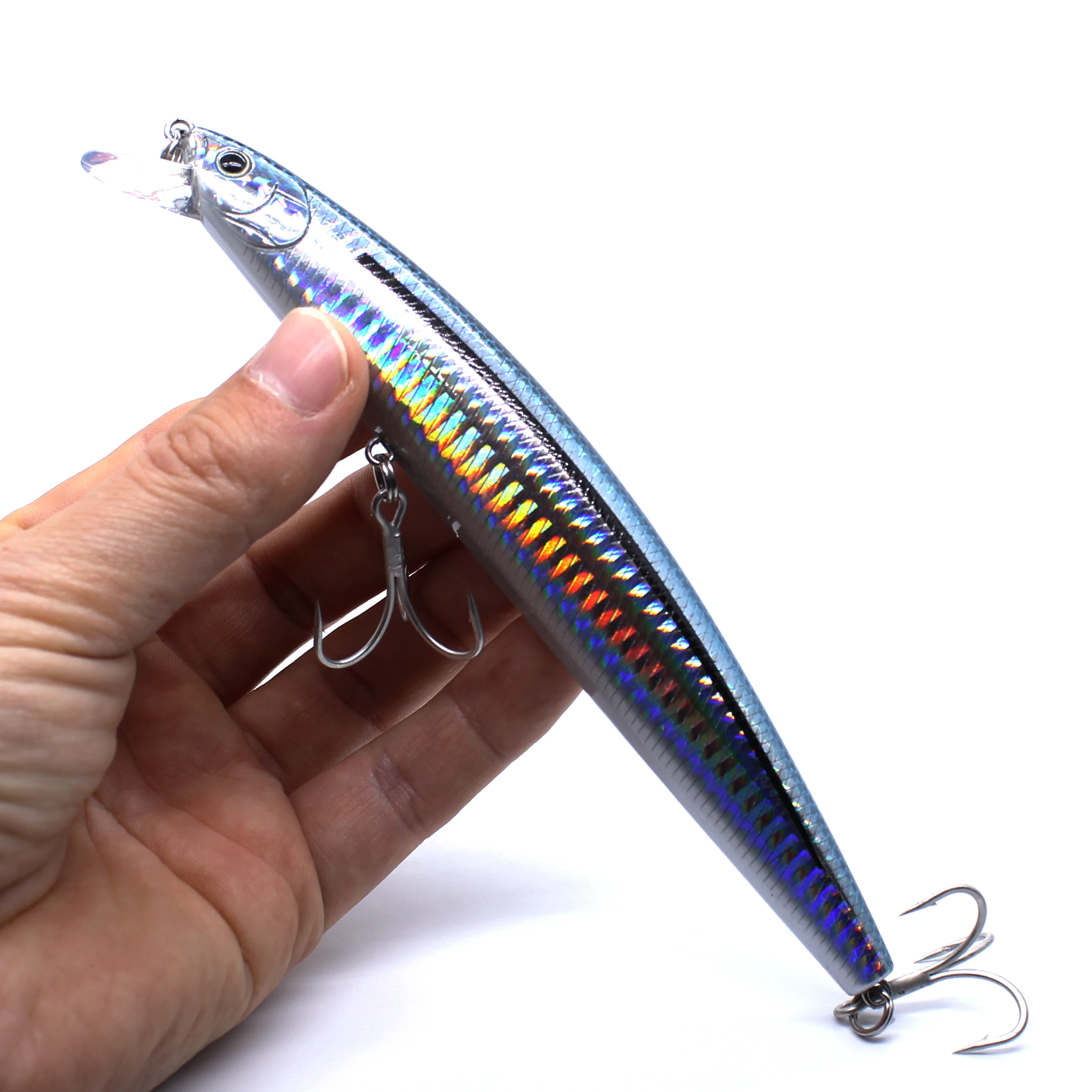 

AOCLU New 160mm 30g Floating Minnow Jerkbait Wobbler Hard Bait Popper Fishing Lure With Moving Balls For Seawater Fisihing, 4 colors
