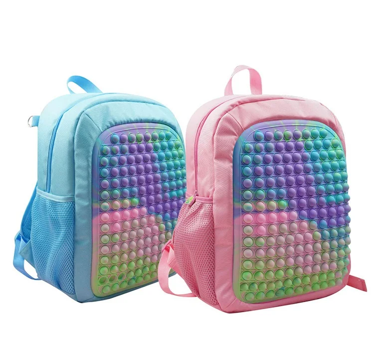 

Pop Fidget Backpack Purse for Girls Boys Kids School Bag Push Bubble Shoulder Bags Silicone Handbag