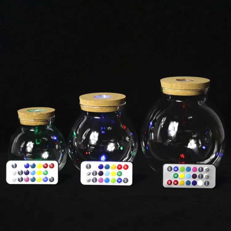 

Three size Microlandscape vase with cork lid and LED light, Transparent