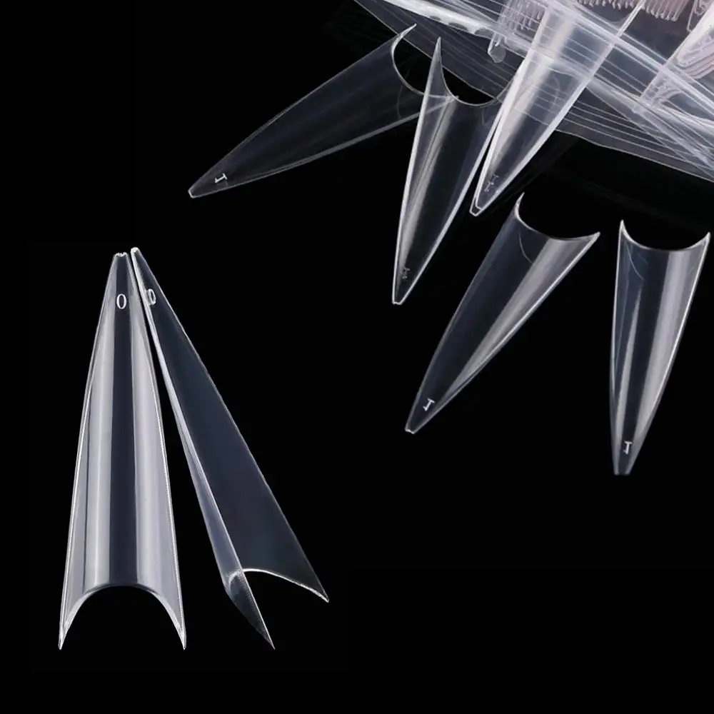 

500pcs bag XXL Clear Stiletto ABS Half Cover Coffin Clear False Nail Tip Pointy XXL Stiletto Nail Tips