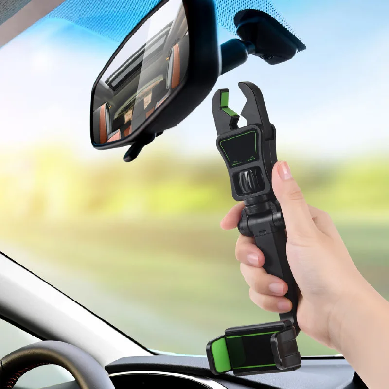 

Hot Adjustable car rearview mirror mobile phone holder 360 rotation universal flexible cell phone mount on rear view mirror