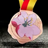 OEM custom make goldplating soft enamel flower marathon medals