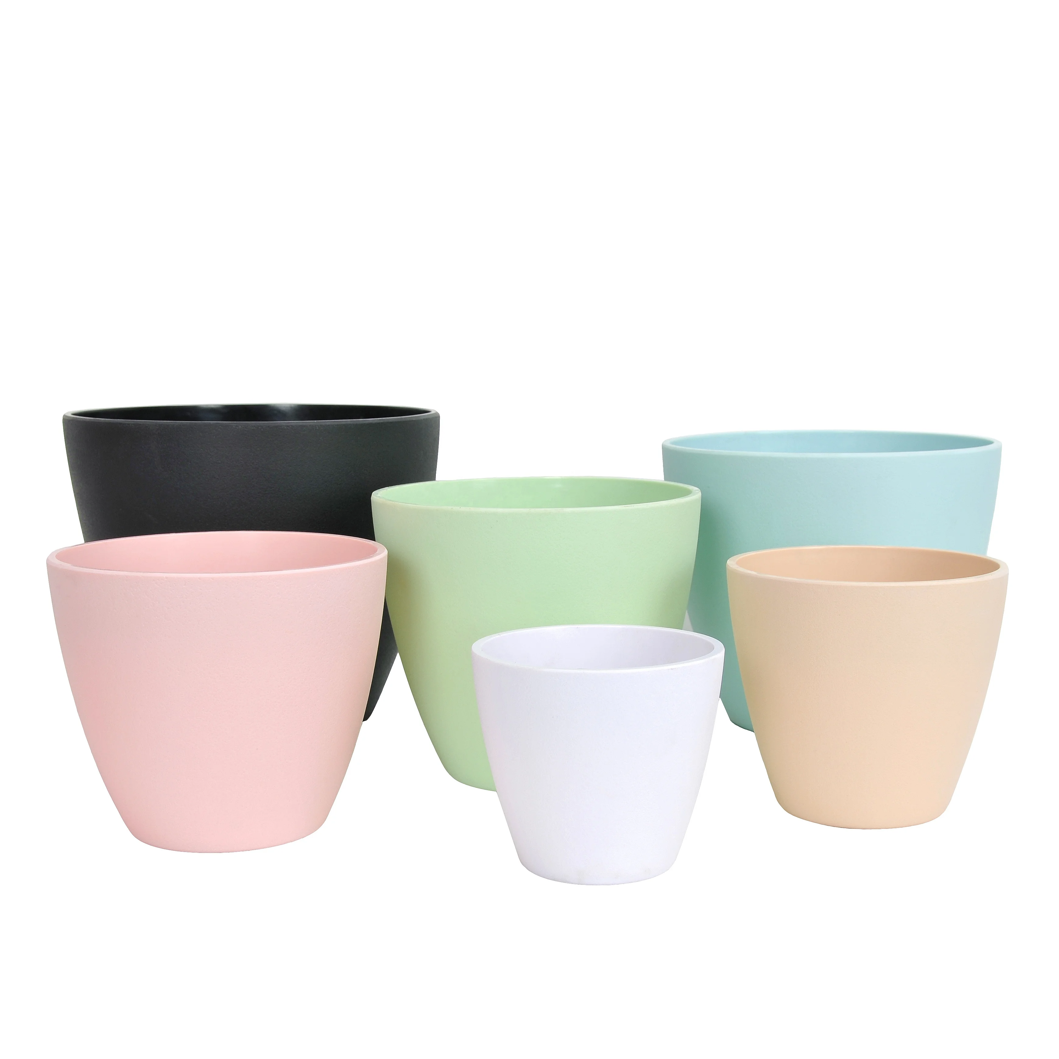 

Colorful Round Melamine Plastic Flower Pot Succulent Grass Pots Planters Frosted garden green flower pots, Custom color