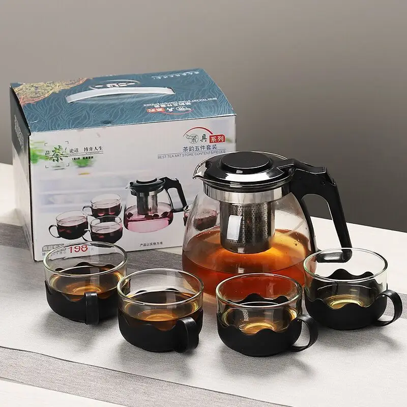 

2021 corporate gift customized glass pot glass tea set set