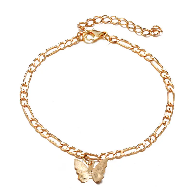 

Butterfly Pendant Foot Chain Yoga Beach Retro Simple Alloy Handmade Anklet Gold Fashion Jewelry