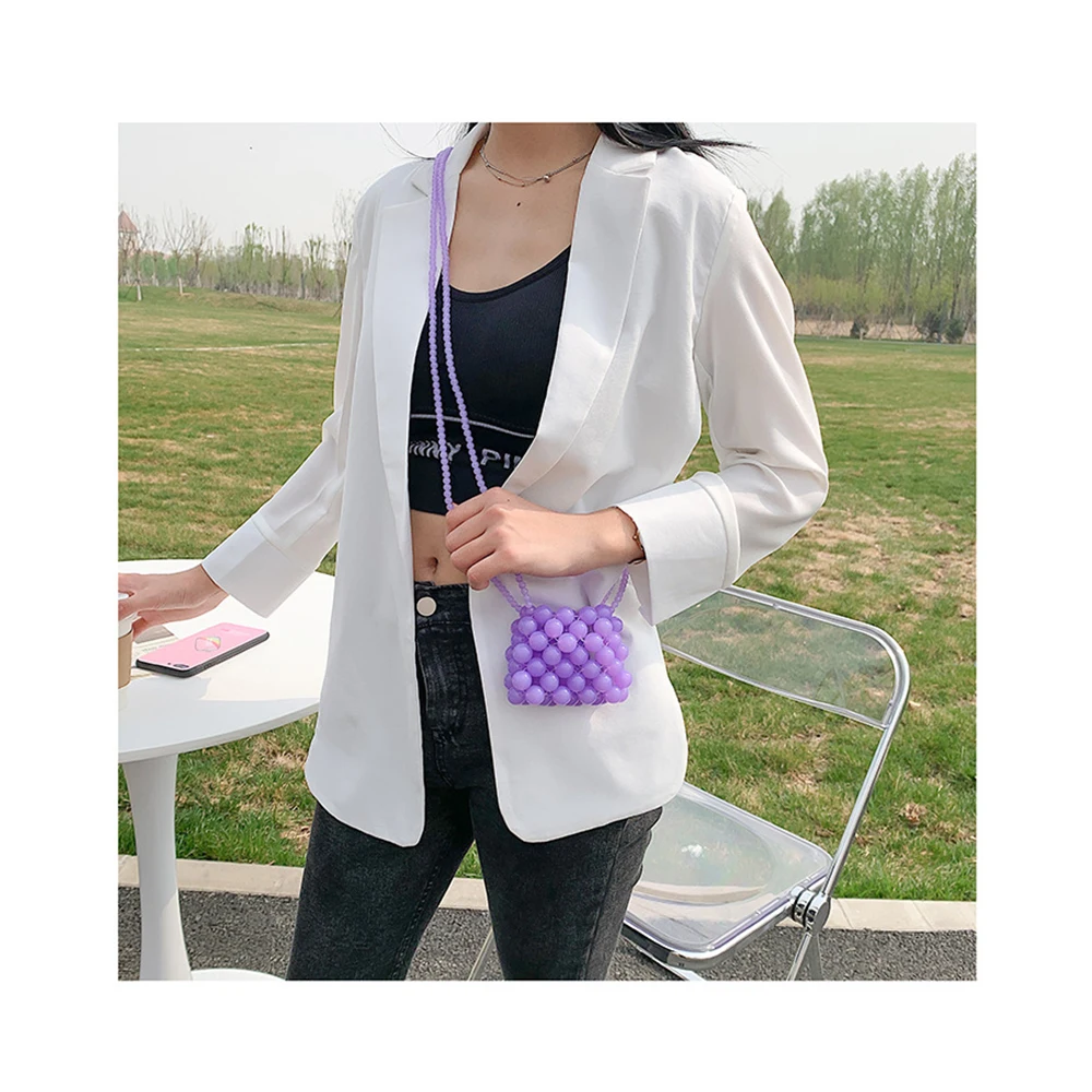 

Summer Mini transparent purse Beaded accessories bag 2021 Luxury woven girls women handbag Candy Color Bolsas, Customizable