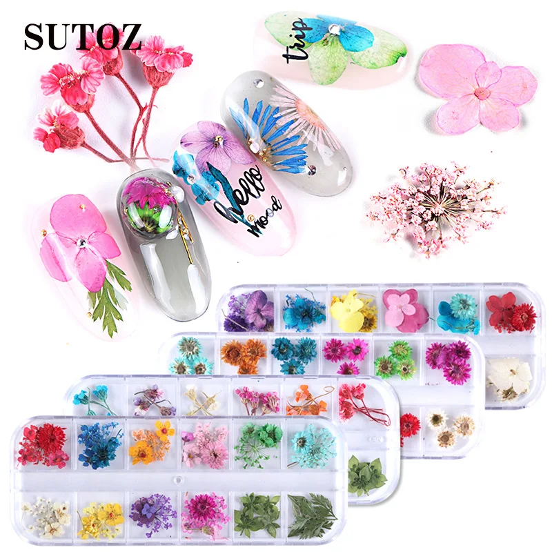 

3D Three-dimensional Female Trend Dried Flower Decoration For Nail Art, 12 colors