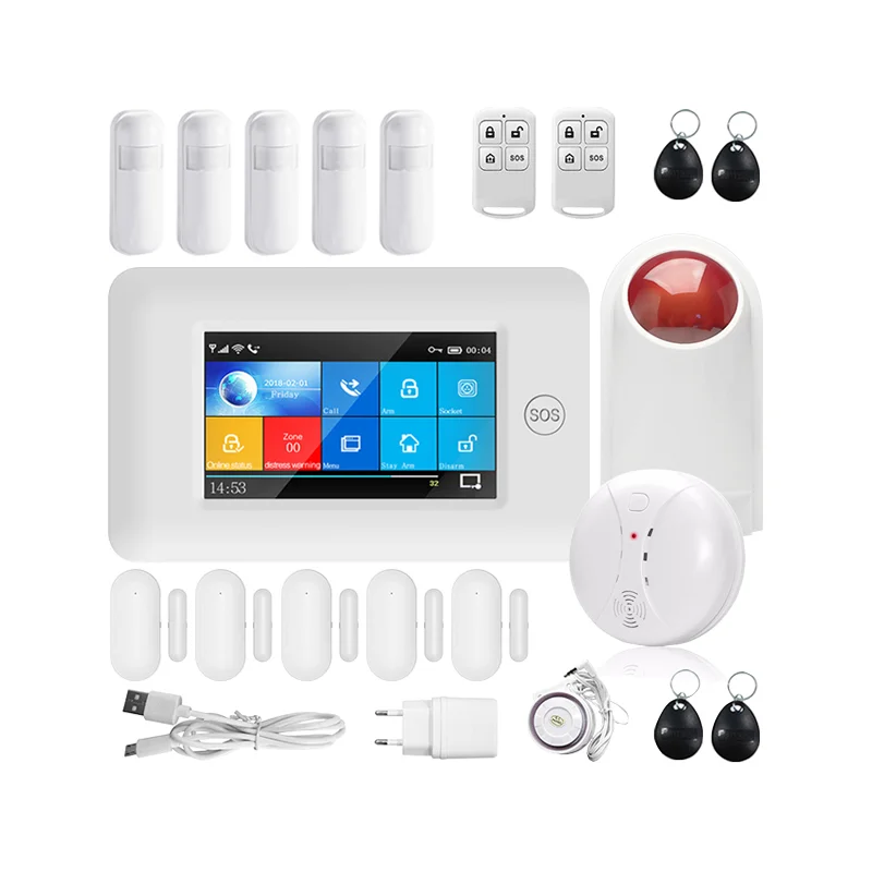 
2019 Hot sale wireless home security GSM alarm system with IOS and Android control 