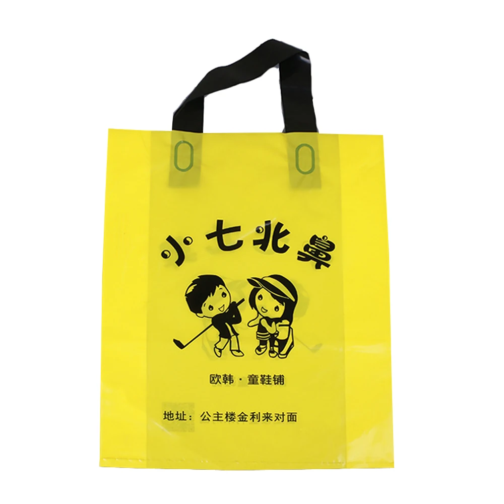 Manufacturer Custom Logo Printing Flexi Loop Handle Restaurant Takeaway Plastic Soft Material Bags