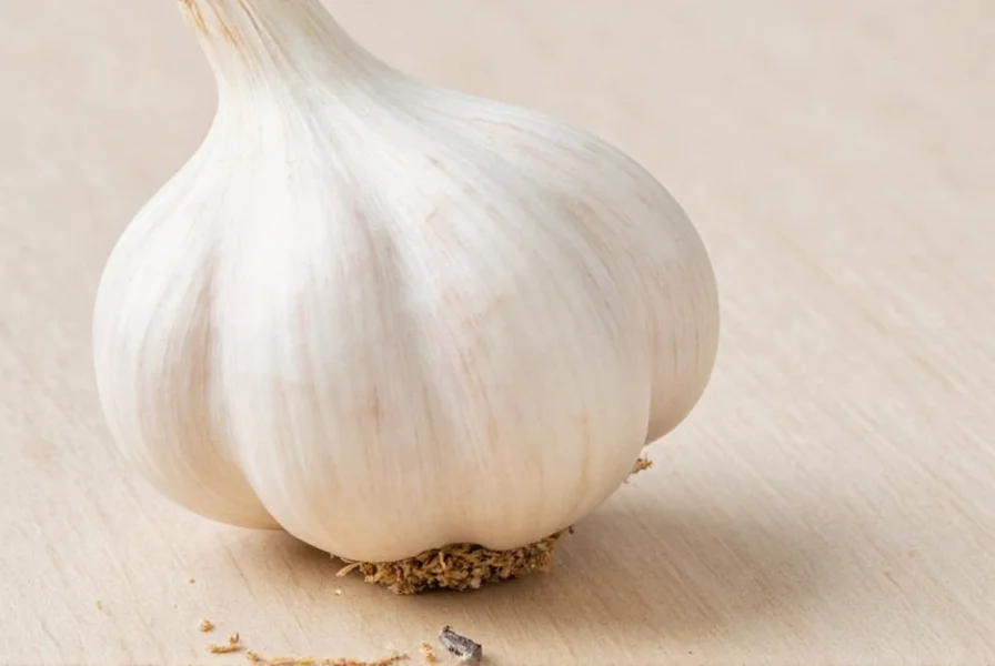 Chef measuring minced garlic into a tablespoon for recipe preparation