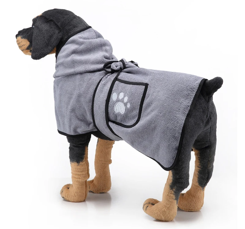 

Super Absorbent Quick Drying Microfiber Towel Dog Bath Robe Dogs Cats Bathrobe Pet Pajama, Grey