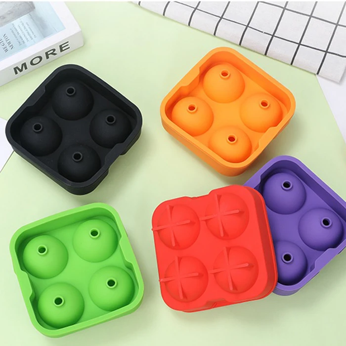 

Wholesale Factory Price Food Grade Customized Ball Shape Ecofriendly Silicone Ice Mold for ice making, Blue/green//purple/red/black/white/orange