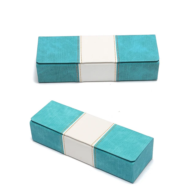 

New type leather white stripe glasses box square magnet flip presbyopic flat mirror universal glasses case, Black,brown