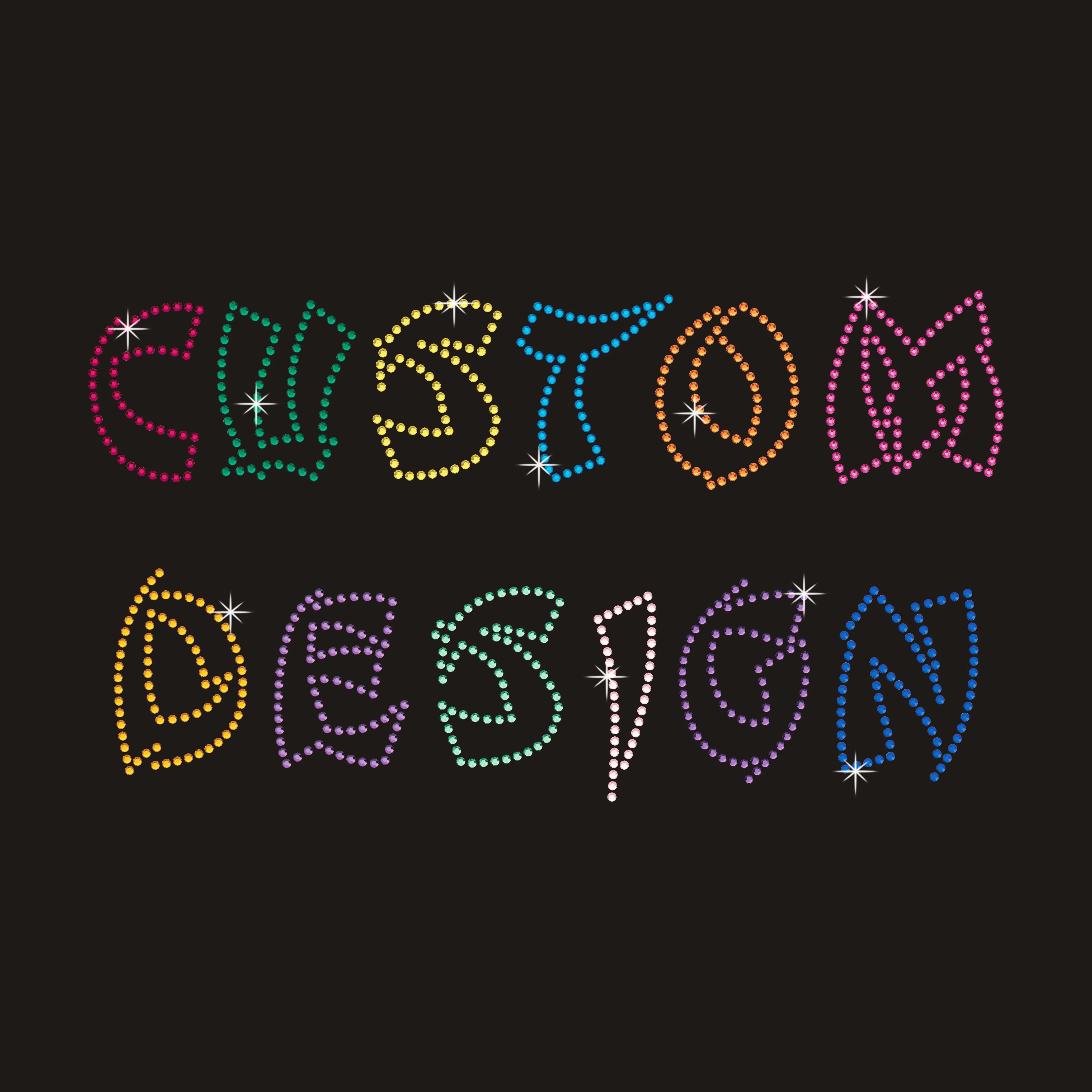 Custom Bling Rhinestone Designs Wholesale Iron on Crystal Logo Hot Fix Rhinestone Transfer for T Shirts Hoodies Tank Tops Hat