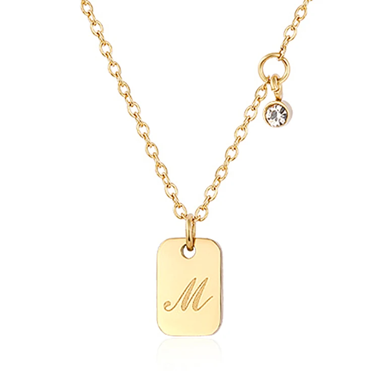 

Charare 18k gold plated square pendant chain necklace