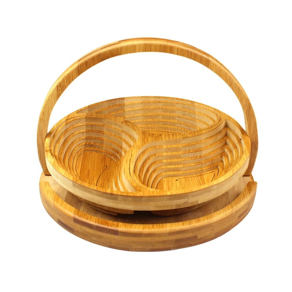 

Wholesale Folding Fans Shape Bamboo Dry Fruit Basket