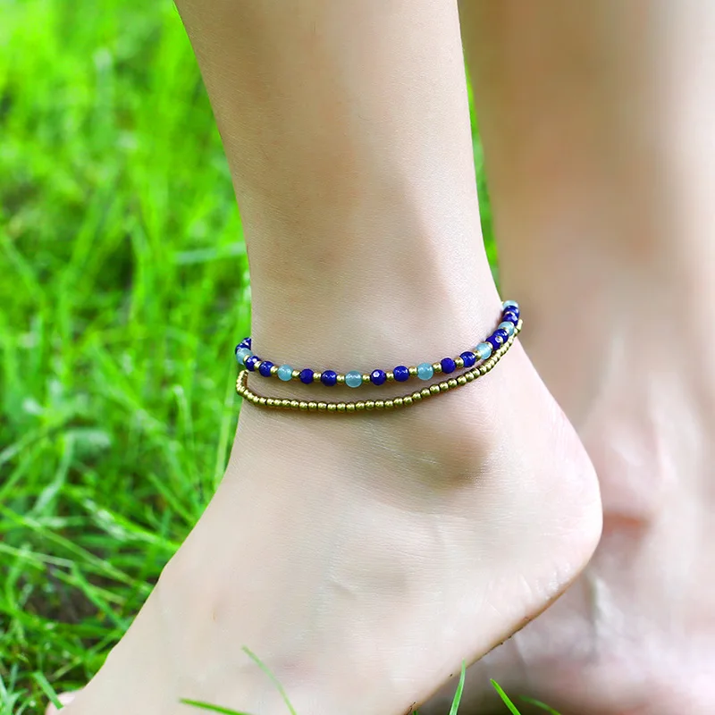 

2022 New Fashion Belly Dance Anklet Double Layer Anklets Foot Jewelry Woman fine jewelry anklets