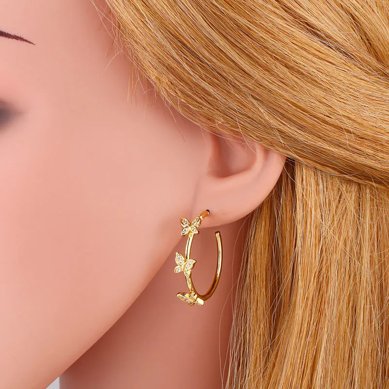 

Fashion 18k butterfly earrings gold for women wholesale N2012018, As pic
