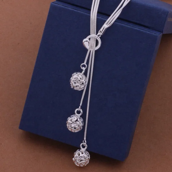 

Creative Design Hollow Ball 925 Silver silver plated Pendant Fashion Necklace Jewellery