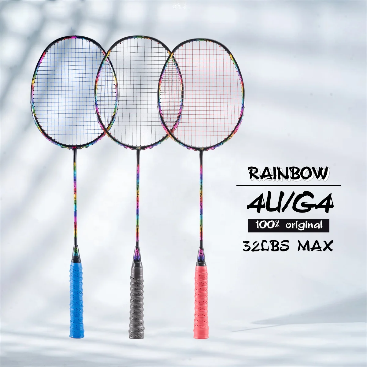 ALP XC T800 100% Carbon Fiber Badminton Racket 4U 85g 26-32lbs Free Installed Strung&Grips for Defensive Types Players
