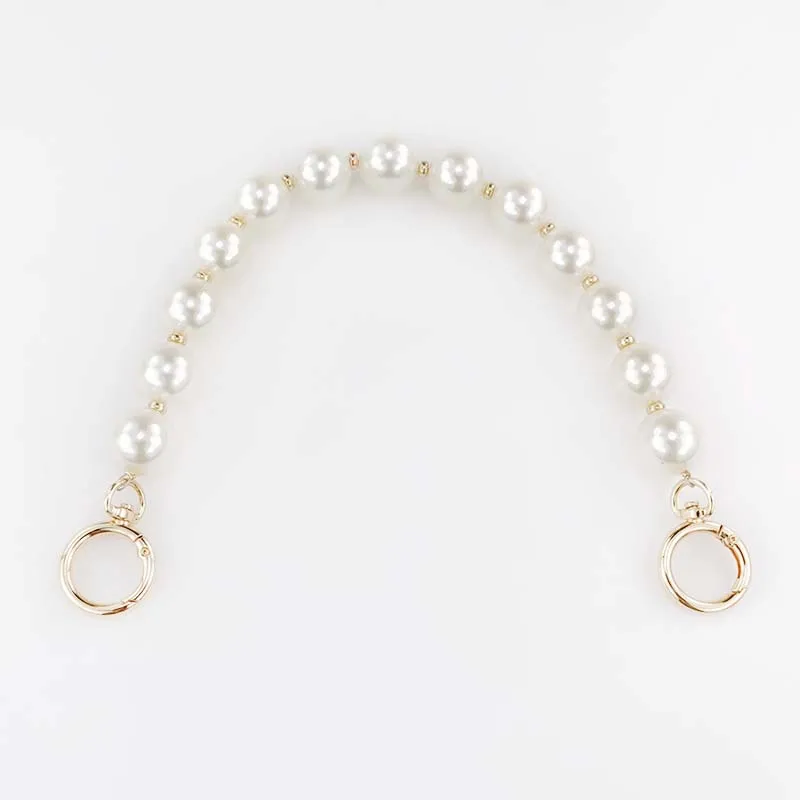 

Meetee B-C117 37cm Spring Ring Pearl Handbag Accessories Decorative Chain Handle Strap, Colorful