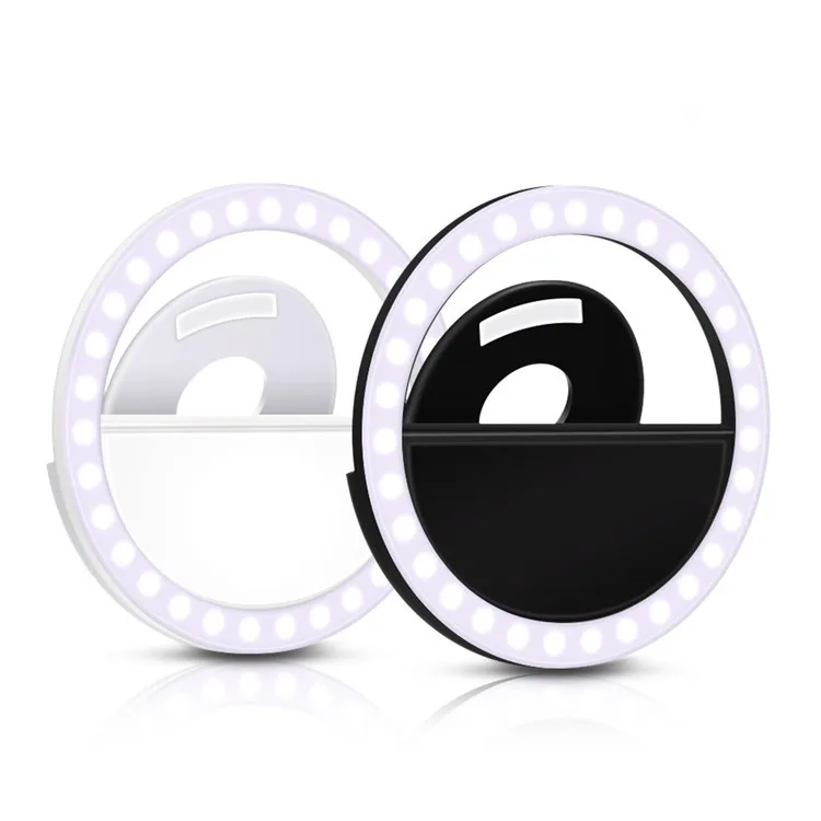 

2020 Hot Selfie Lights Factory Supply Live Stream Flash Fill Light 36 LEDS Luminous Ring Clip Lens Ring Selfie Lights, Black/white/blue/pink