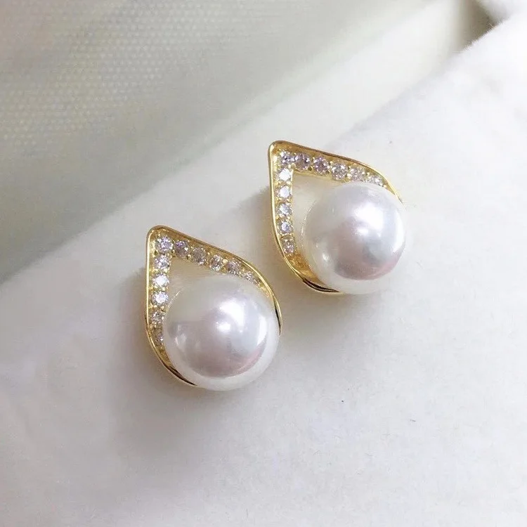 

Certified S925 Silver Inlay Freshwater Pearl Ear Studs 6Mm Perfect Circle Flawless Strong Gloss Earrings New Direct Sales