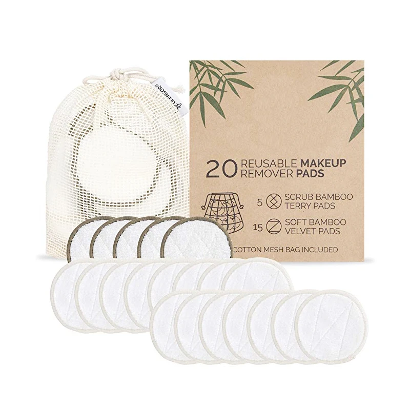 

Hot Selling Washable Face Cleaning Soft Bamboo Cotton Reusable Makeup Remover Pads