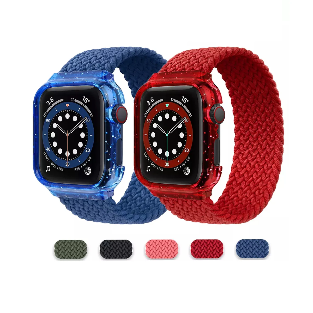 

Fabric Braided Solo Loop for Apple Watch Band 44mm 40mm iWatch Band Case+Strap Bracelet Apple Watch Series 4 5 SE 6, Inverness green, black, red, altantic blue, charcoal, pink punch