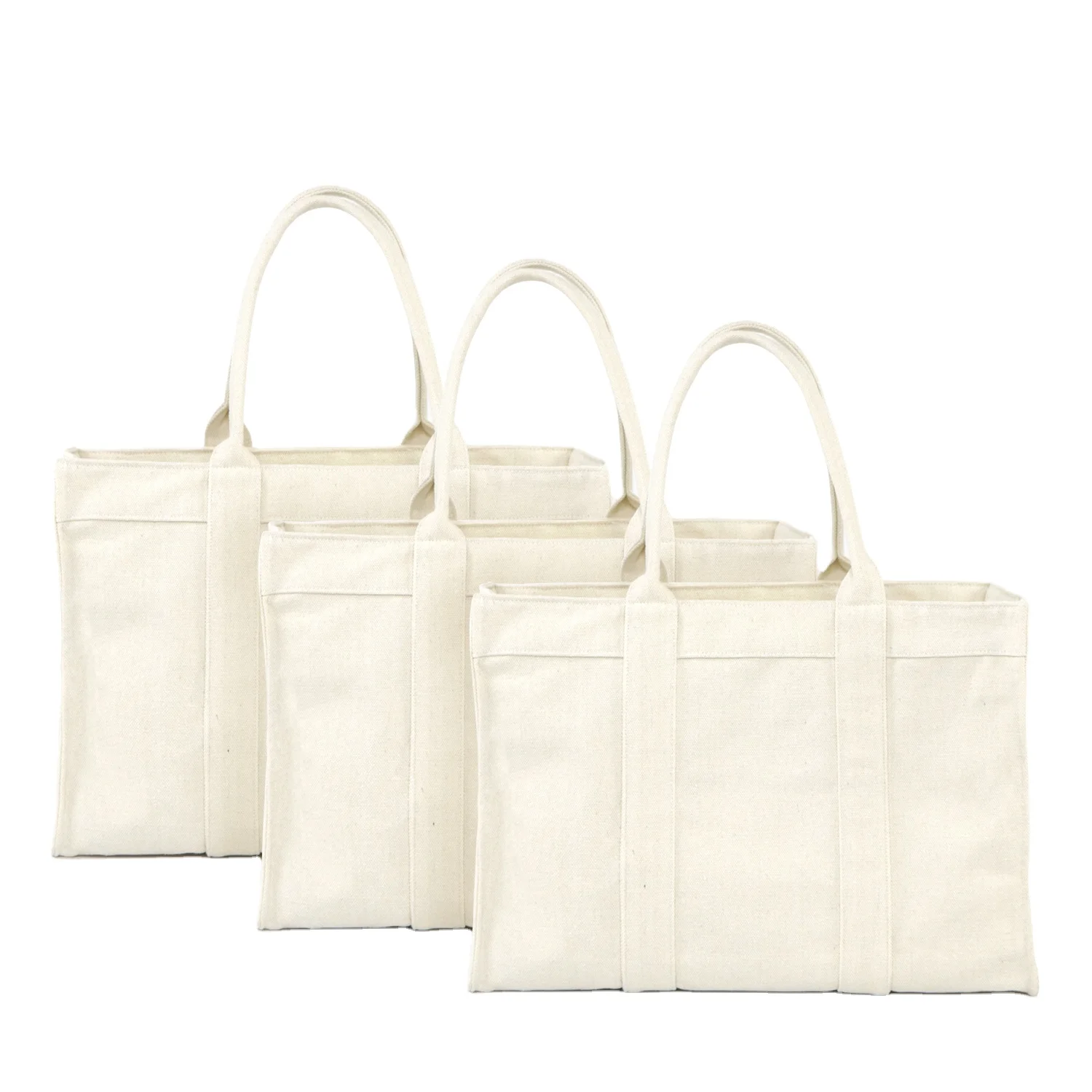 

Factory Stock Wholesale Cream Coloured 16oz Polyester Cotton Canvas Zipper Shopping Bag, Cream white / custom color