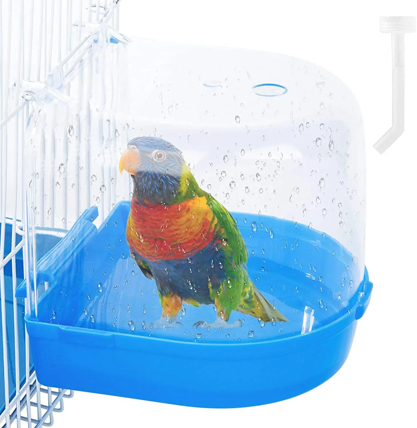 

Wholesale Clear Bird Bath for Cage Cages Accessories Hanging Parrot Tub Shower Room for Small Birds, Blue, green, white, yellow, red