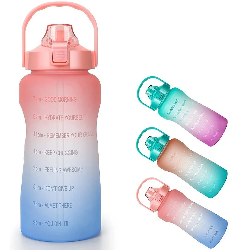 

Doyoung Gradient Collapsible Sports Gym Motivational Plastic 2 Liter Gallon Water Bottles with Time Marker Straw Custom Logo