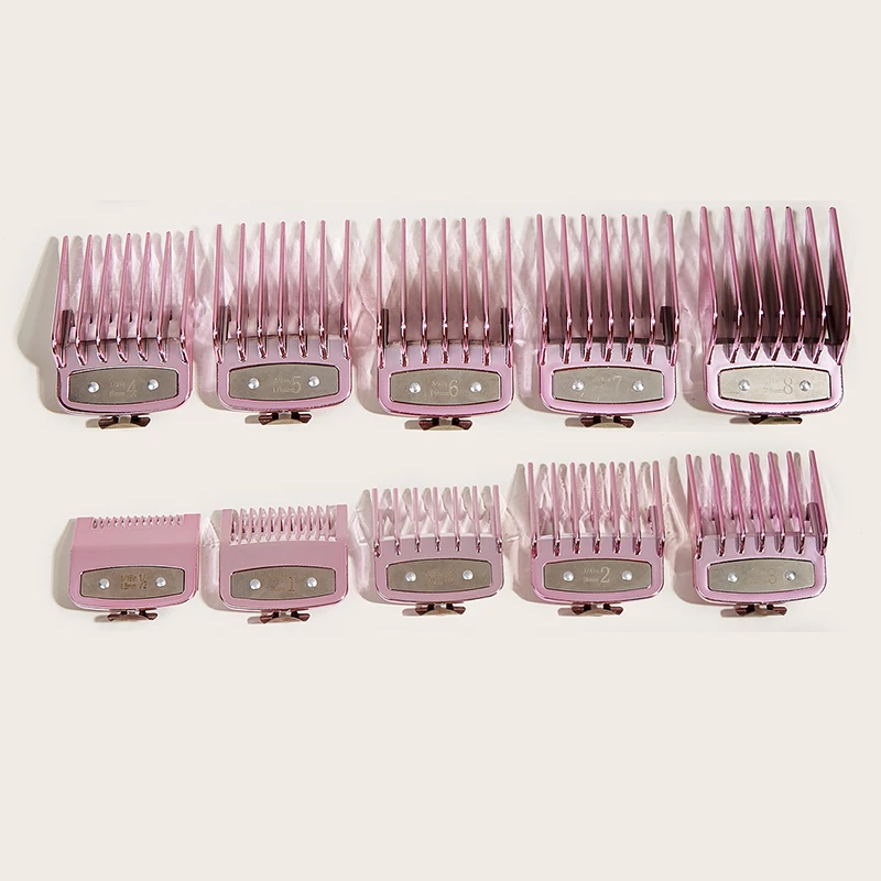 

wan mei Electroplated rose violet 10 piece limit barber, hairdresser positioning comb electric push shear universal