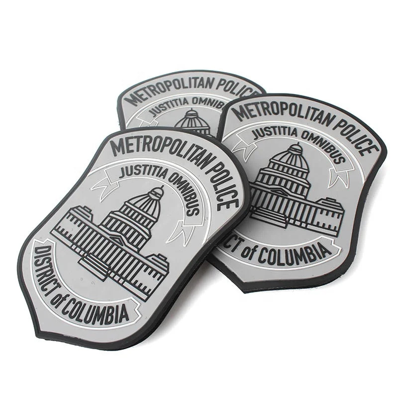 

Hook and Loop Custom Embossed Name Logo Silicone Patches Rubber PVC Military Badges for Uniform Arm, Follow pantone color chart