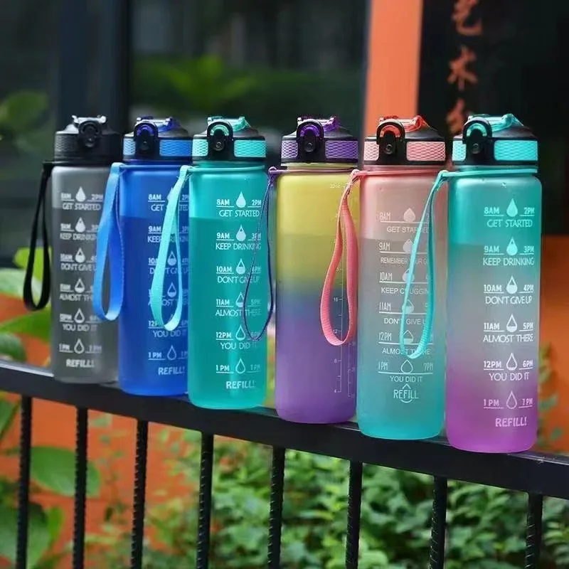 

Simple Plastic Cup Fashion Gradient Water Cup Outdoor Sports Straw Cup