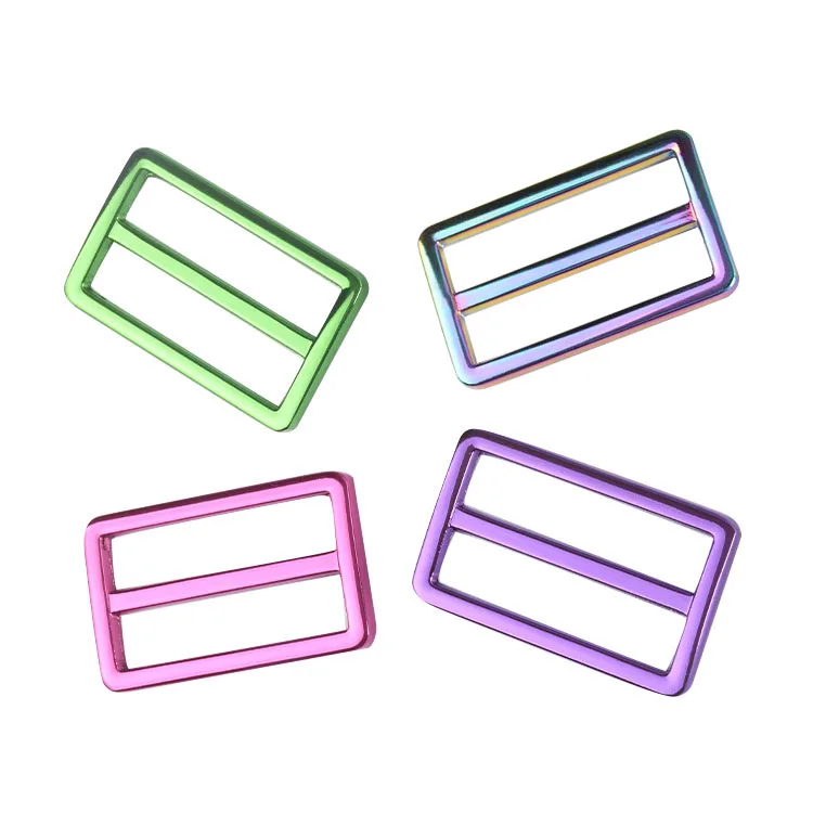 

Tri Glide Buckle Adjustable Square Tri-glide Slider Buckle For Bag Strap Webbing, Green/rainbow/dark purple/light purple